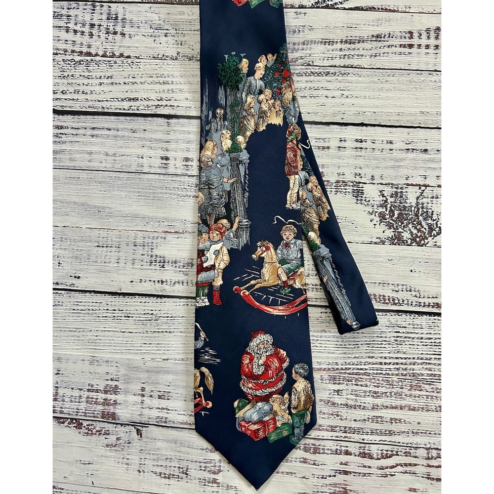 Allyn Saint George Santa Silk Tie Vintage American‎ Couture USA Made